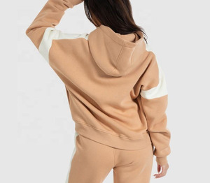 Vente en gros Street Wear personnalisé Sweats à capuche 100% coton de haute qualité à épaules tombantes avec contraste de blocs de couleurs pour femmes - Product Image 5