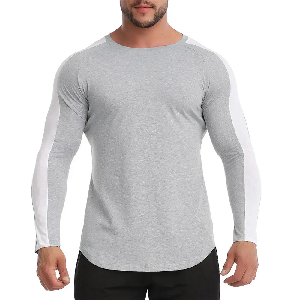 Beste Qualität Jungen Tight Fit T-Shirts Volle Ärmel o Hals Panel Arbeit Fitness Gym Tragen Sie hochwertige T-Shirts für Herren