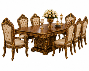 Baroque Fusion 10-Seater <b>Dining</b> Set with Gold Detailing With Console <b>Table</b> Prestigious Maharaja Style <b>Dining</b> <b>Table</b> & Chairs Set - Product Image 5