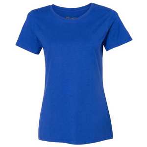 Camiseta de manga corta con cuello redondo para mujer, camisa personalizada de talla grande, venta al por mayor, precio barato, liso, teñido, OEM, Color azul, nuevo diseño - Product Image 1