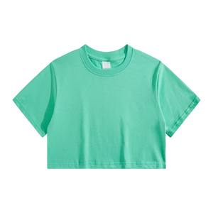 เสื้อครอปสีล้วนสำหรับผู้หญิงเสื้อครอปผ้าฝ้ายระบายอากาศใส่ลำลองทันสมัยสำหรับฤดูร้อน - Product Image 1