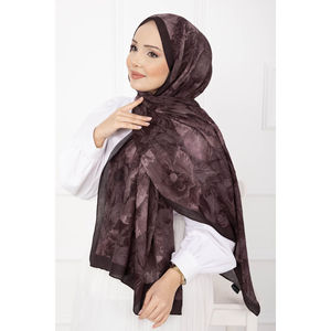 Série d'écharpes en bambou à motif floral rose foncé – Élégante coiffe et foulard - Product Image 1