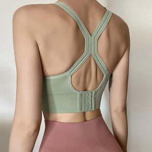 OEM sostenible Activewear gimnasio deportes Top diseño sin tirantes personalizado frente sólido Yoga sujetador botones material reciclado Etiqueta Privada - Product Image 2