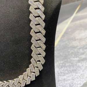 Cadena de eslabones cubanos de 18mm, corte Baguette, moissanita, diamante, Hip Hop, joyería de eslabones, abalorio para cadenas finas, collares, Plata de Ley 925 - Product Image 5