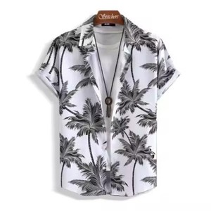 Chemise imprimée décontractée d'été pour hommes, polo de plage léger avec col roulé et option grande taille - Product Image 1