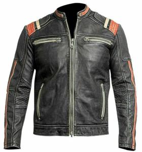 Chaqueta de Cuero para Hombre, Estilo Motero, Negra Personalizada, de Alta Calidad, para Invierno, con Cuello Alto - Product Image 5