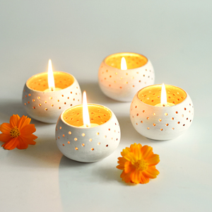 Juego de 4 luces en forma de cuenco de metal, portavelas para decoración del hogar, decoración de jardín, sala de estar - Product Image 4