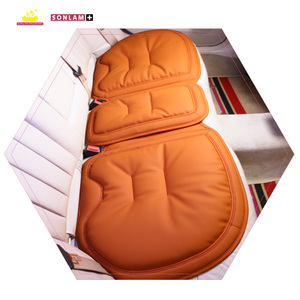 Coussins de siège en cuir Nappa ODM avec mousse à mémoire de forme, oreiller ergonomique pour le soutien lombaire, coussin de siège de voiture frais, ensemble complet, orange, vente en gros - Product Image 1