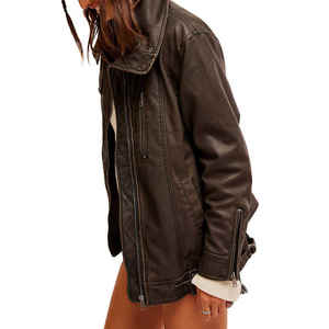 2025, venta al por mayor, ropa de cuero para mujer, chaqueta de cuero PU a la moda para mujer, ropa de invierno, nuevo estilo, chaqueta de cuero para mujer - Product Image 5