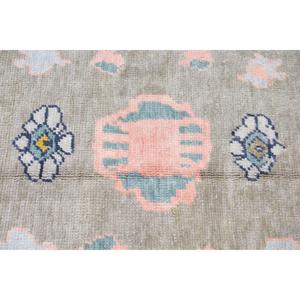 พรมวินเทจตุรกีขนาด 9.3x12.3 ฟุต พรมขนาดใหญ่ พรมขนสัตว์สีเทา-น้ำเงินลายแบบนามธรรม - Product Image 5