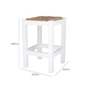 WELL HOME Panca in Legno Rustico Finitura Bianca 32.5x32.5x48.5 cm Sgabello Basso o Pouf - Product Image 3
