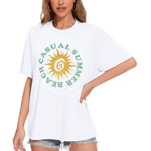 T-shirt oversize pour femme, coupe ample, été, écologique, 100% coton, haute qualité, personnalisable, manches courtes - Product Image 3