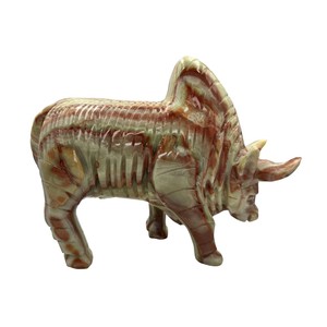 Statue de taureau en onyx vert, style vintage, figurine d'animal en pierre naturelle et sculpture de taureau en marbre à finition antique pour la décoration de la maison et du bureau - Product Image 4