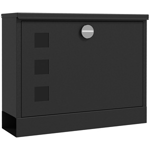 HOMCOM-Buzón metálico con 2 llaves de seguridad, 3 ventanas y orificio de drenaje, 36,5x11. 5x29 cm, negro - Product Image 1