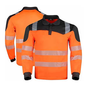 Polo de seguridad de construcción de alta visibilidad Camisa de trabajo protectora de poliéster industrial para constructores Característica fluorescente - Product Image 1