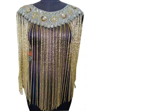 Adulte rétro 20s crypté paillettes Polyester soirée robe haut court coupe-vent Cape perlée paillettes Wrap Taabi exportations - Product Image 4