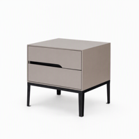 Table de chevet minimaliste 2026 à 2 tiroirs, écologique, en MDF de qualité E0, avec base métallique, gris beige, pour chambre à coucher