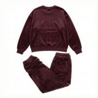 Conjunto de dos piezas de chándal con capucha de terciopelo y cortavientos liso, estilo urbano, ecológico, de talla grande para mujer, con estampado de pedrería, al por mayor