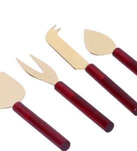 Set of 4 High Quality Red Stainless Steel Cheese <b>Knives</b> Modern Design Metal Fork and Spoon for Home Hotel Restaurant Use - Product Image 4