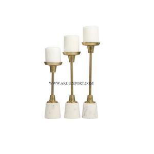 ชุดเชิงเทียน3ชิ้นทำจากวัสดุโลหะหินอ่อนแข็งมีขนาดแตกต่างกันเชิงเทียนทรงกลมเชิงเทียนตกแต่งโต๊ะงานแต่งงาน - Product Image 1