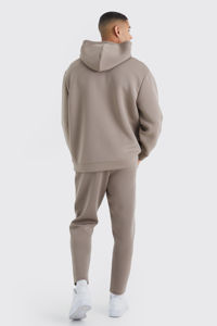 Conjunto de pantalones de chándal personalizados y Sudadera con capucha, chándal holgado acampanado de algodón en blanco de gran tamaño liso de peso pesado para hombres - Product Image 2