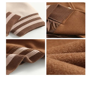 Chaqueta universitaria de cuero personalizada para hombre con parche bordado y cremallera estilo bombardero, ropa de calle con dobladillo acanalado - Product Image 5