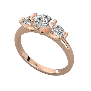 Chef-d'œuvre en diamant, diamant rond de 0,90 carat cultivé en laboratoire, bague de fiançailles à 3 pierres, or 14 carats, certifié IGI, vente en gros OEM, classique pour femmes - Product Image 1