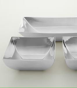 Bol de service à fruits secs en métal à l'aspect élégant Bol de service à chocolats nickelé brillant Ensemble de 3 pièces en acier inoxydable à vendre - Product Image 3