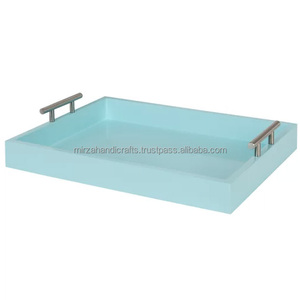 Bandeja de Metal Rectangular decorativa para el hogar, vajilla de alta calidad, Color blanco - Product Image 4