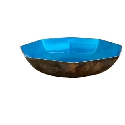 Smalto blu che serve ciotola di metallo da cucina ciotole di insalata su misura per noci da servire ciotola di produzione da India
