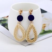 Vente chaude mode femmes bijoux perle de Tahiti boucles d'oreilles plaqué or feuille rotin boucle d'oreille pour dame