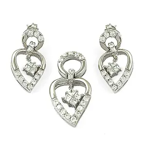 Classic Silver Diamond Pendant & Earring <b>Set</b> Gold & Rose Gold Plated <b>for</b> Wedding & Party Elegant Gift <b>Jewelry</b> <b>for</b> <b>Women</b> - Product Image 2