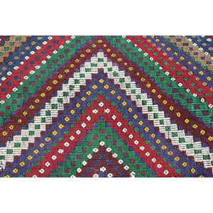 Tapis turc à accents turcs de 3,2 x 5 pieds, tapis en laine à carreaux vintage rouge et vert - Product Image 5