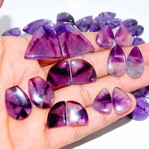 Paire de cabochons en améthyste naturelle de haute qualité, 100 % naturelle, couleur personnalisable, tailles variées pour la fabrication de bijoux - Product Image 6