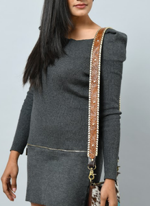 Gold Metallic Leather <b>Braiding</b> Sued Lining Trendy Bag Straps for Crossbody Bags with Better Grip - Product Image 4