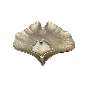 Plat de service indien pour mariage Plateau de service en aluminium Forme de feuille Designer Plat de luxe en aluminium Couleur argent - Product Image 2