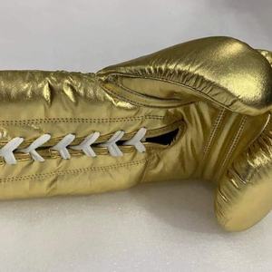 ถุงมือชกมวยหนังวัวแท้สีมุกเมทัลลิกทองคำ ผลิตตามสั่ง พร้อมเชือกผูกแบบยืดหยุ่นสำหรับการฝึกซ้อมระดับมืออาชีพ - Product Image 6