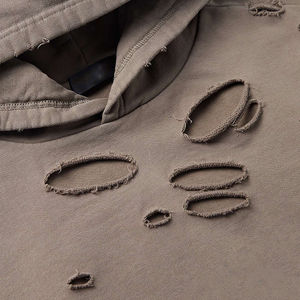 Alta calidad 100% algodón hombres Retro Vintage desgastado algodón mezclado Sudadera con capucha bordado personalizado diseño lavado - Product Image 2