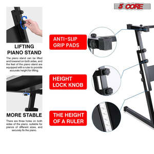 5 Core Keyboard Stand Piano Bench Combo Adjustable Key Board Stands 2" <b>Padded</b> Musician <b>Chair</b> Set - Product Image 6