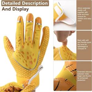 Gants de football américain personnalisés, doigts entiers, poignées antidérapantes, confortables, sangle de poignet réglable, fermeture à boucle et crochet - Product Image 4