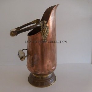 Authentic antique-finished <b>galvanized</b> metal charcoal <b>bucket</b> with a curved handle for a comfortable grip and easy portability - Product Image 4