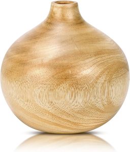 Jarrón de madera de mango redondo moderno hecho a mano, florero teñido, decoración para sala de estar, diseño lujoso y bonito para uso doméstico - Product Image 4