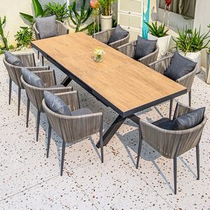 Ensemble de salle à manger de jardin de luxe moderne pour 8 personnes, extensible, nouveau design, <span class=keywords><strong>table</strong></span> et chaises en <span class=keywords><strong>aluminium</strong></span> pour terrasse - Product Image 1