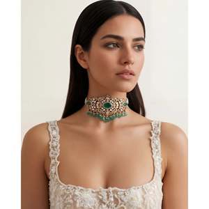 Collar de Perlas de Circonio Esmeralda para Boda - Product Image 2