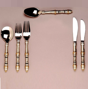 Couverts à couteaux dorés avec manche en marbre Accessoires de table de style récent Couverts de cuisine décoratifs - Product Image 6