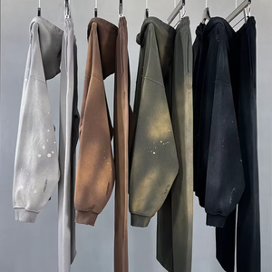 Bon marché, bas quantité minimale de commande, ensemble deux pièces respirant de qualité supérieure, survêtement à capuche avec logo personnalisé pour hommes, survêtement à capuche et pantalon - Product Image 1