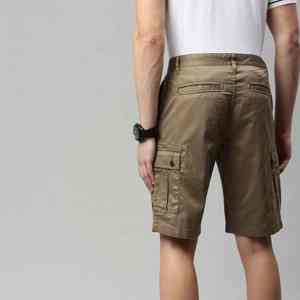 Shorts en coton pour hommes, style cargo color block, taille élastique, streetwear décontracté - Product Image 4