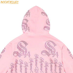 2025 nouveau strass de haute qualité pour sweat à capuche Streetwear 100% coton lourd imprimé strass sweats à capuche - Product Image 4