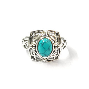 <b>Turquoise</b> Adjustable <b>Ring</b> 4.5 Grams Princess Cut Diamond Rose & Gold Bezel Setting Stylish and Trendy Gift - Product Image 1