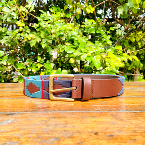 Navy Teal Verdejo เข็มขัดโปโลผู้ชาย, เข็มขัดหนังแท้ลำลองความยาวตามสั่ง100% ทองเหลืองแท้สำหรับหัวเข็มขัด - Product Image 3